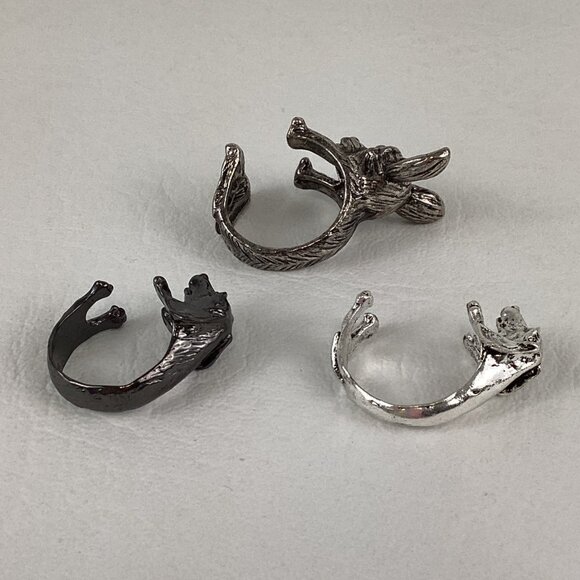 Adjustable Dog Ring Lot Dachshund Chihuahua Animal Wrap Canine Novelty Jewelry - Picture 5 of 8